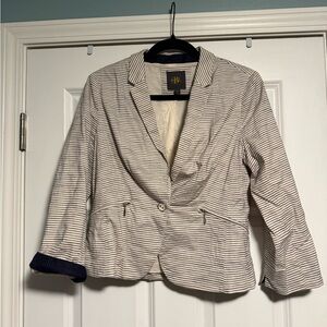 The Limited Striped Blazer - White and Navy